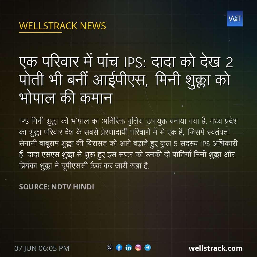 एक पर‍िवार में पांच IPS: दादा को देख 2 पोती भी बनीं आईपीएस, मिनी शुक्ला को भोपाल की कमान