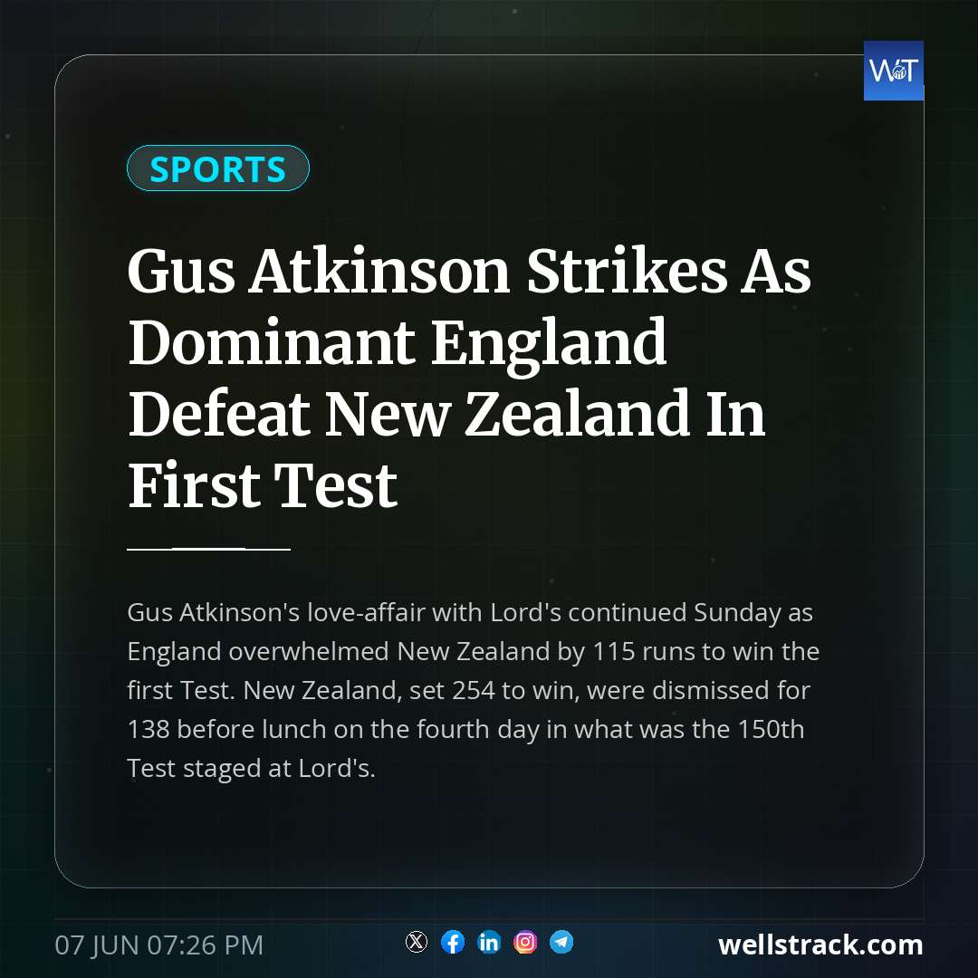 Gus Atkinson Strikes As Dominant England Defeat New Zealand In First Test