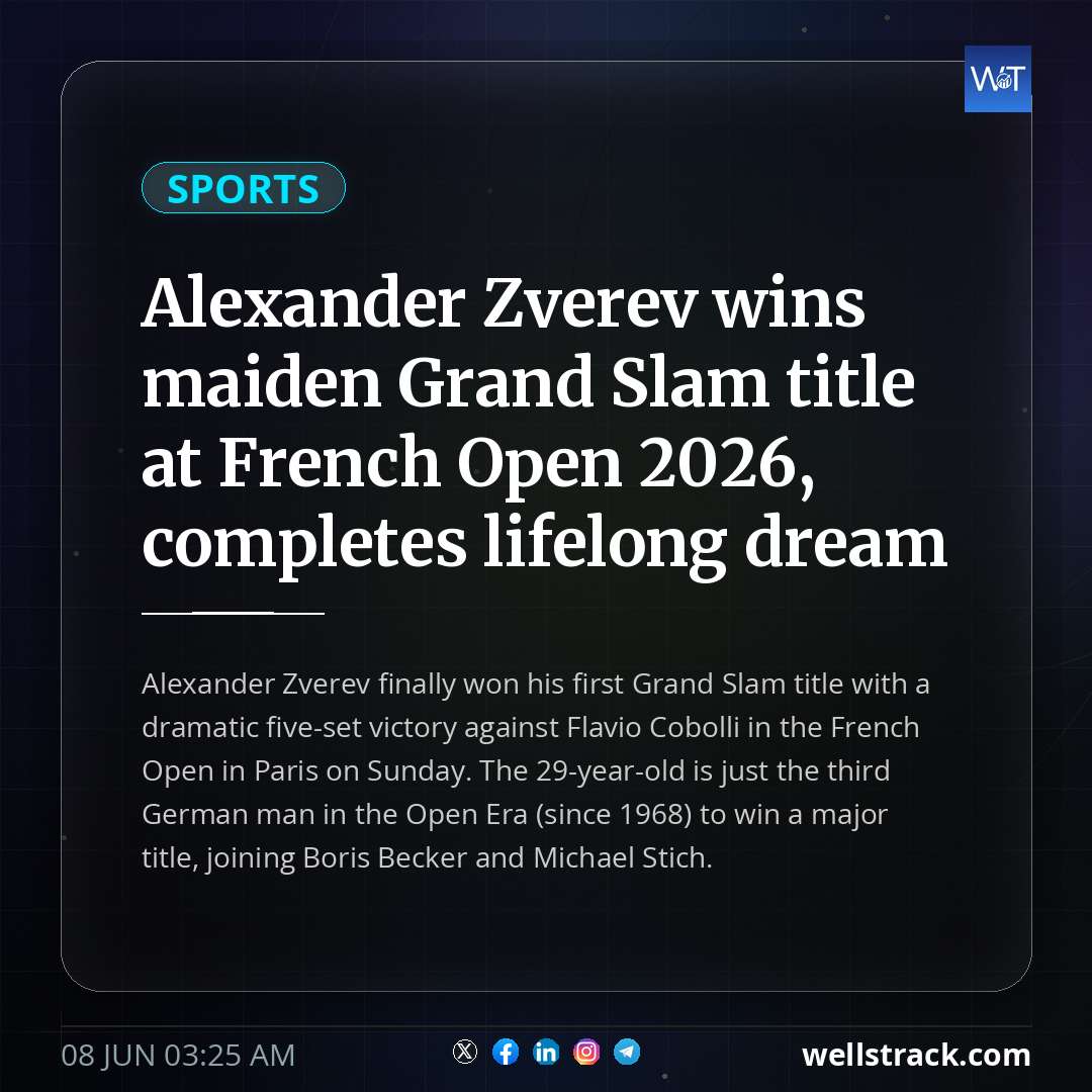 Alexander Zverev wins maiden Grand Slam title at French Open 2026, completes lifelong dream