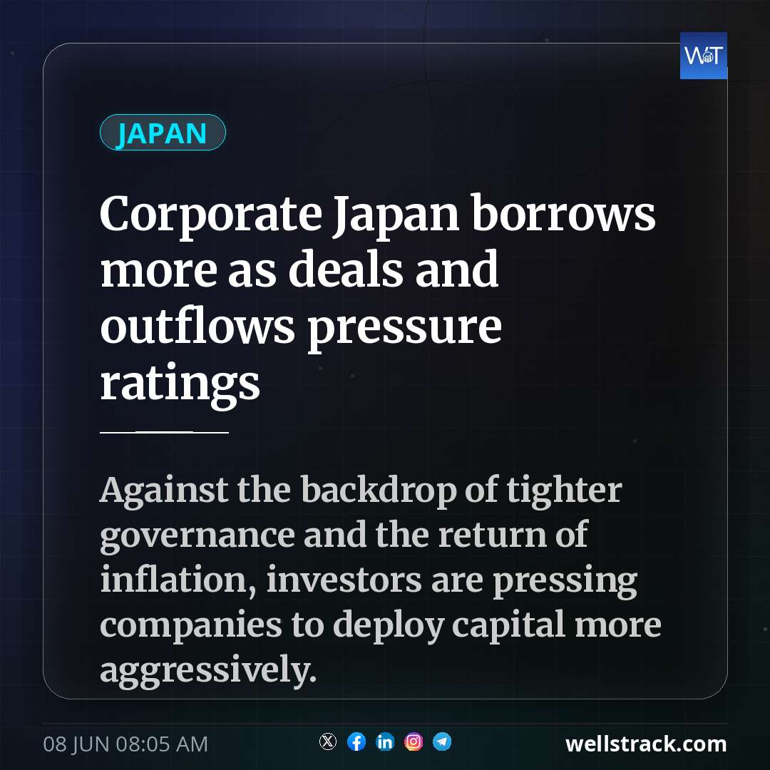 Corporate Japan borrows more as deals and outflows pressure ratings