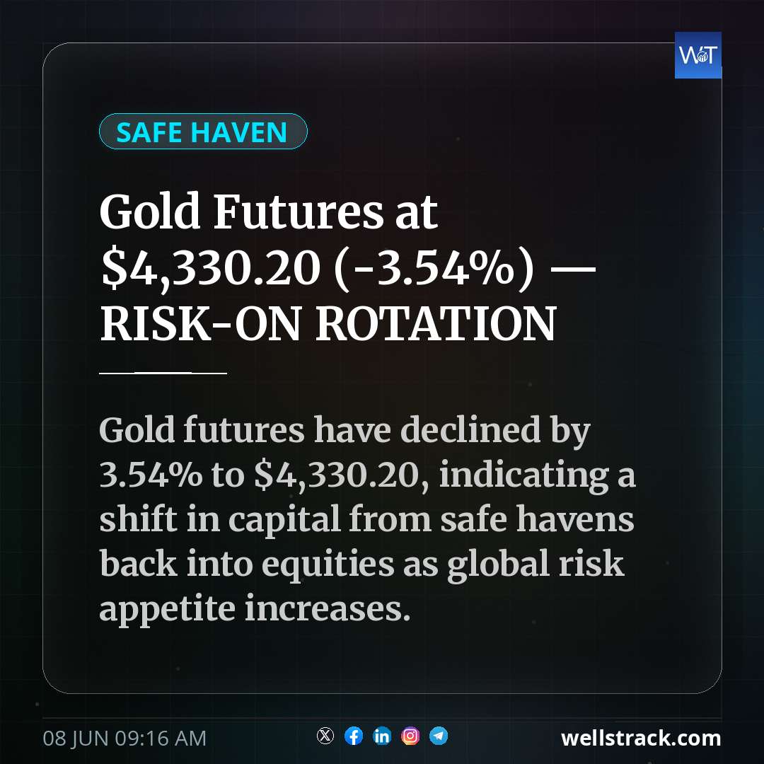 Gold Futures at $4,330.20 (-3.54%) — RISK-ON ROTATION