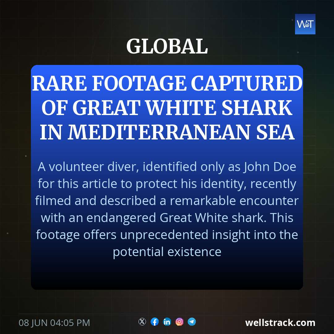 Rare footage captured of Great White shark in Mediterranean Sea — WellsTrack
