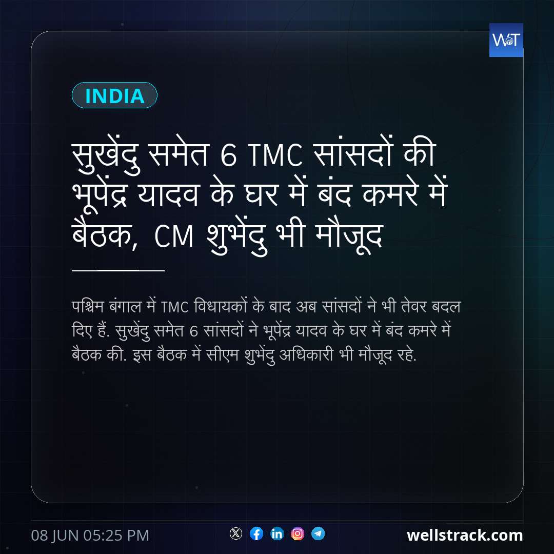 सुखेंदु समेत 6 TMC सांसदों की भूपेंद्र यादव के घर में बंद कमरे में बैठक, CM शुभेंदु भी मौजूद