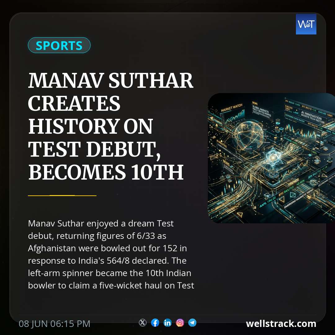 Manav Suthar creates history on Test debut, becomes 10th Indian bowler to...