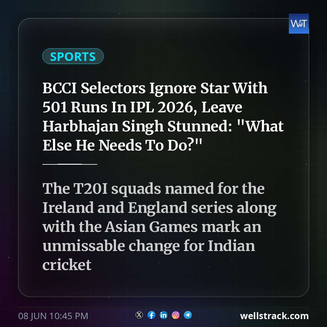 BCCI Selectors Ignore Star With 501 Runs In IPL 2026, Leave Harbhajan Singh Stunned: "What Else He Needs To Do?"