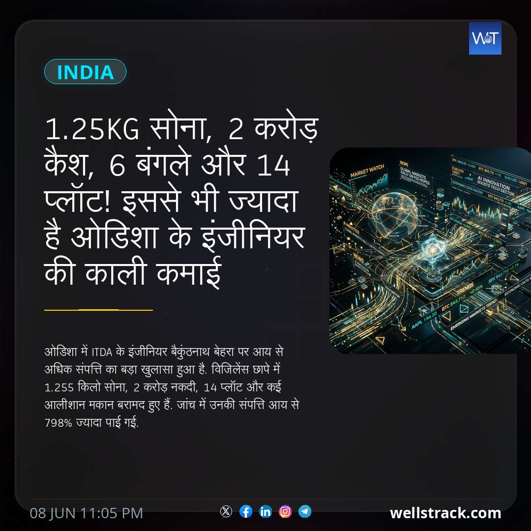 1.25kg सोना, 2 करोड़ कैश, 6 बंगले और 14 प्लॉट! इससे भी ज्यादा है ओडिशा के इंजीनियर की काली कमाई