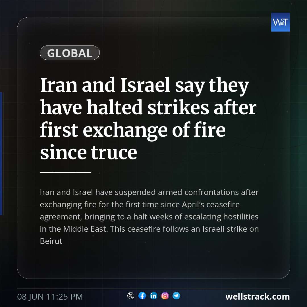 Iran and Israel say they have halted strikes after first exchange of fire since truce