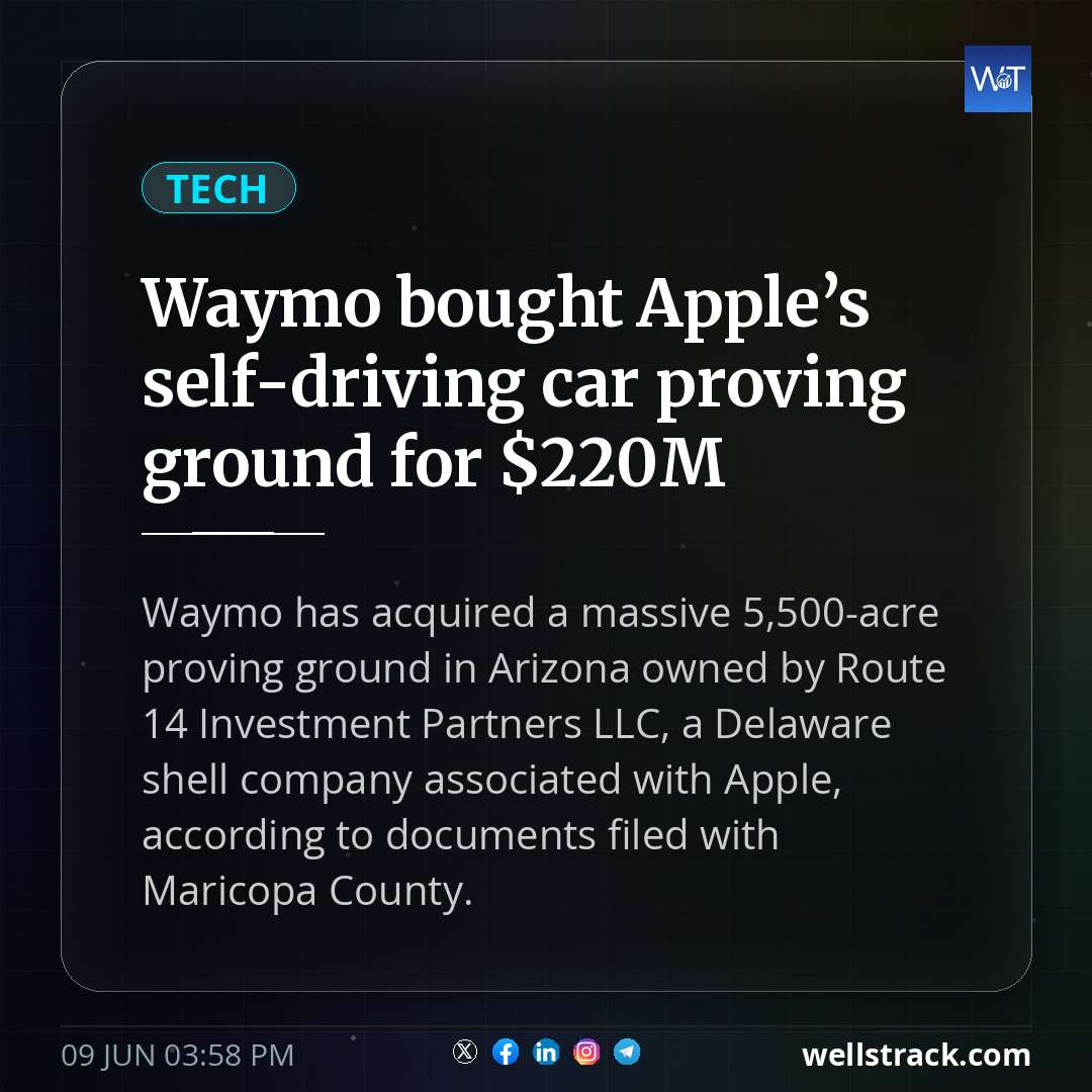 Waymo bought Apple’s self-driving car proving ground for $220M — WellsTrack