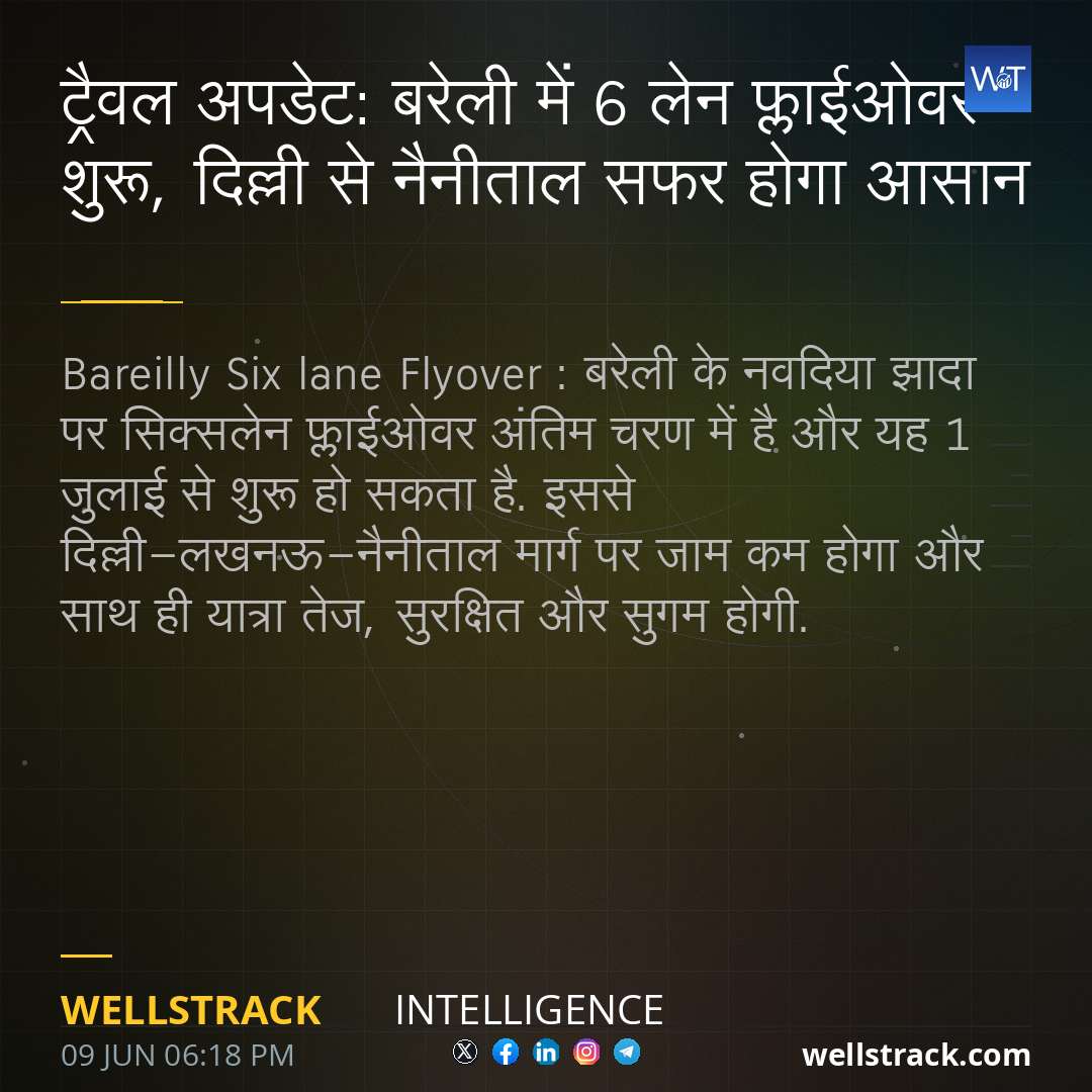 ट्रैवल अपडेट: बरेली में 6 लेन फ्लाईओवर शुरू, दिल्ली से नैनीताल सफर होगा आसान — WellsTrack