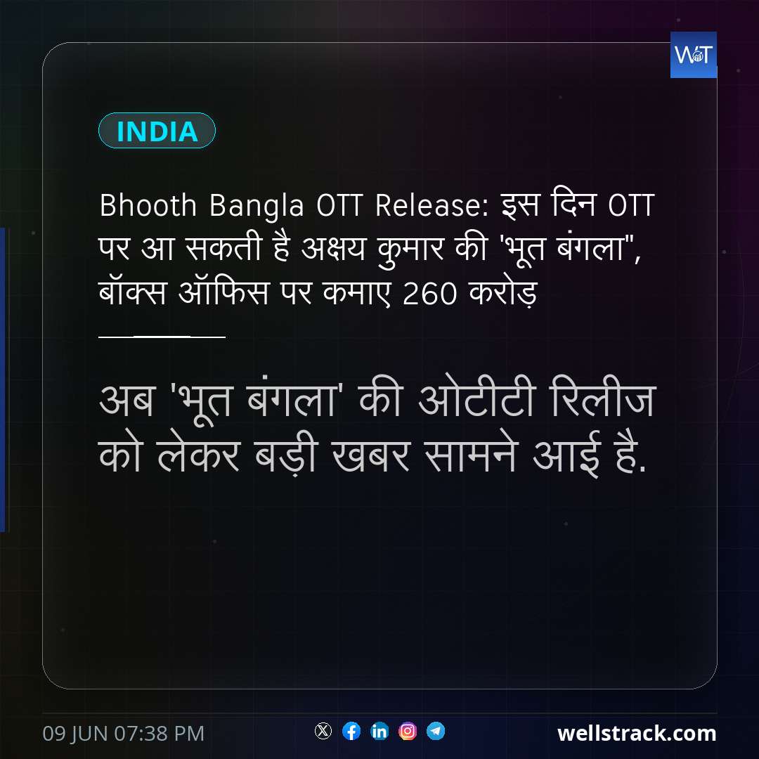 Bhooth Bangla OTT Release: इस दिन OTT पर आ सकती है अक्षय कुमार की 'भूत बंगला", बॉक्स ऑफिस पर कमाए 260 करोड़ — WellsTrack