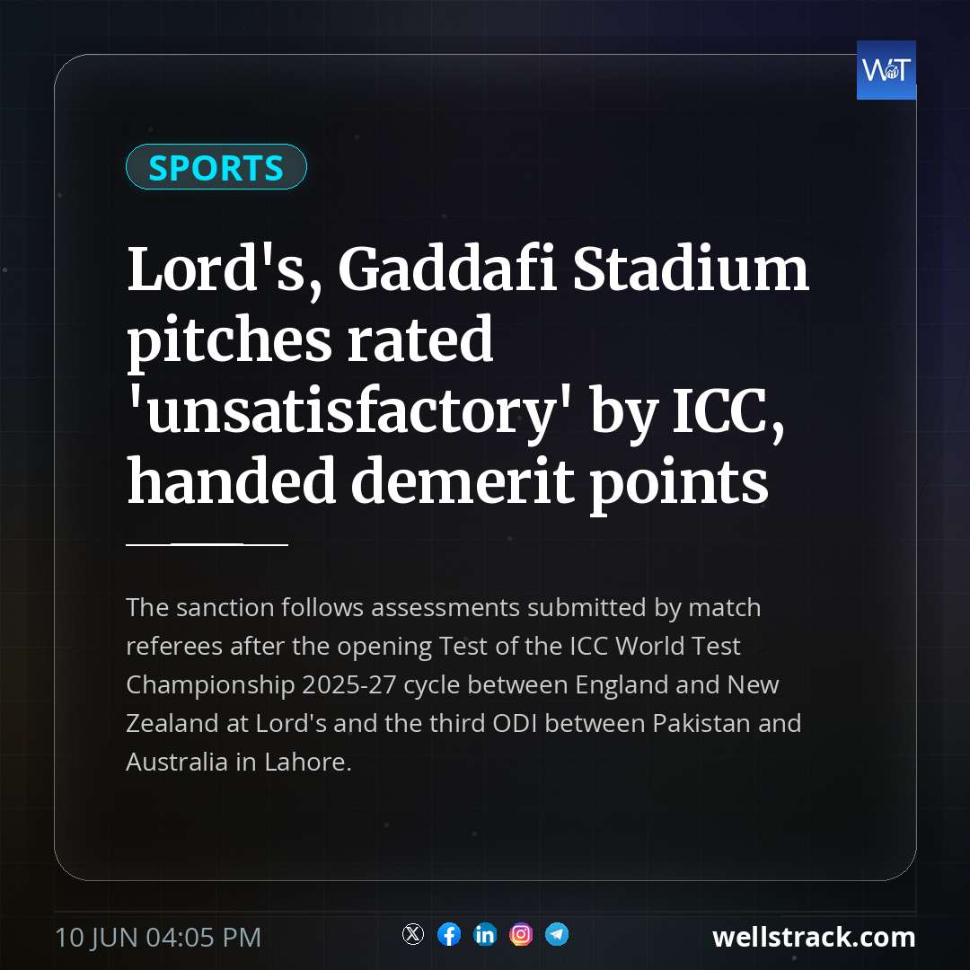 Lord's, Gaddafi Stadium pitches rated 'unsatisfactory' by ICC, handed demerit points — WellsTrack