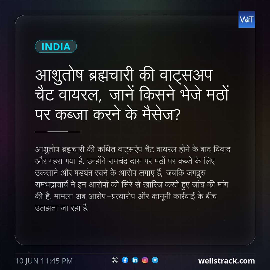 आशुतोष ब्रह्मचारी की वाट्सअप चैट वायरल, जानें क‍िसने भेजे मठों पर कब्जा करने के मैसेज? — WellsTrack
