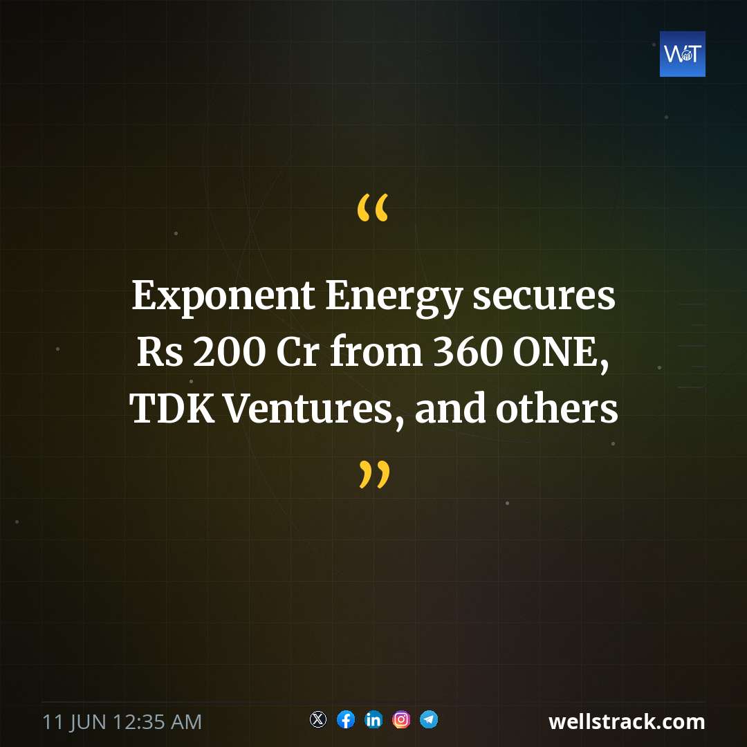 Exponent Energy secures Rs 200 Cr from 360 ONE, TDK Ventures, and others