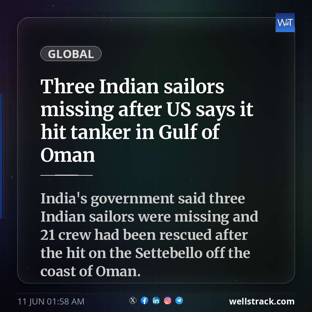 Three Indian sailors missing after US says it hit tanker in Gulf of Oman — WellsTrack