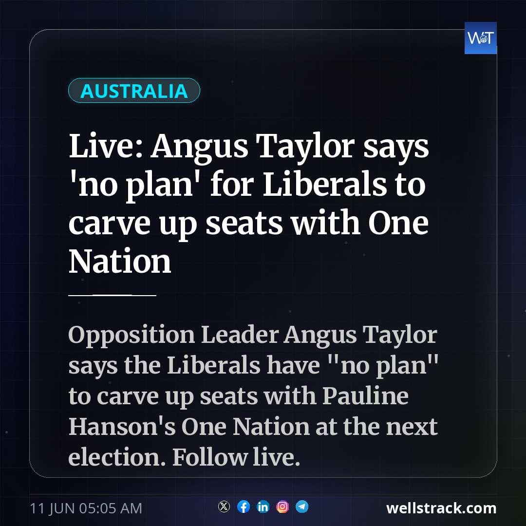 Live: Angus Taylor says 'no plan' for Liberals to carve up seats with One Nation — WellsTrack