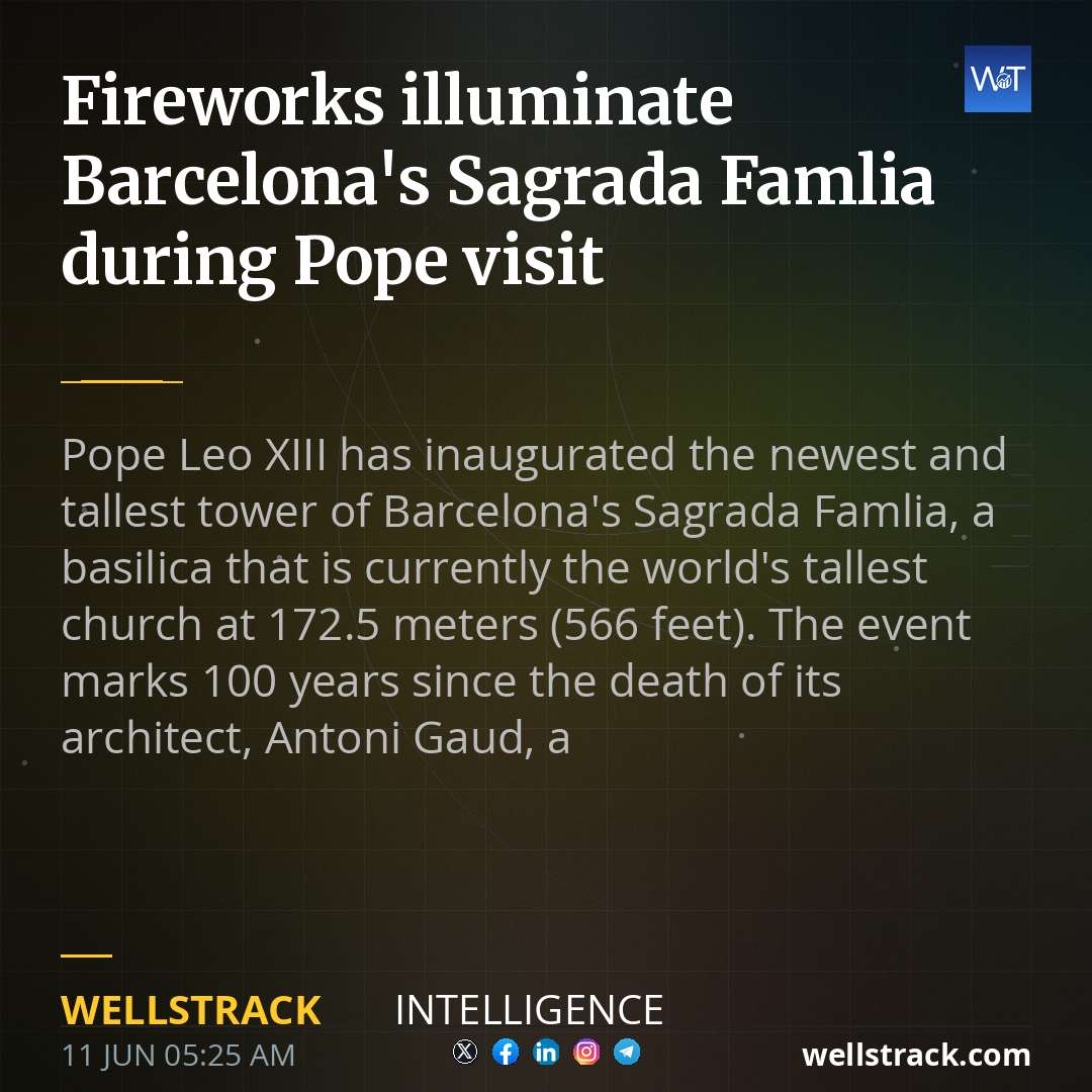 Fireworks illuminate Barcelona's Sagrada Família during Pope visit — WellsTrack