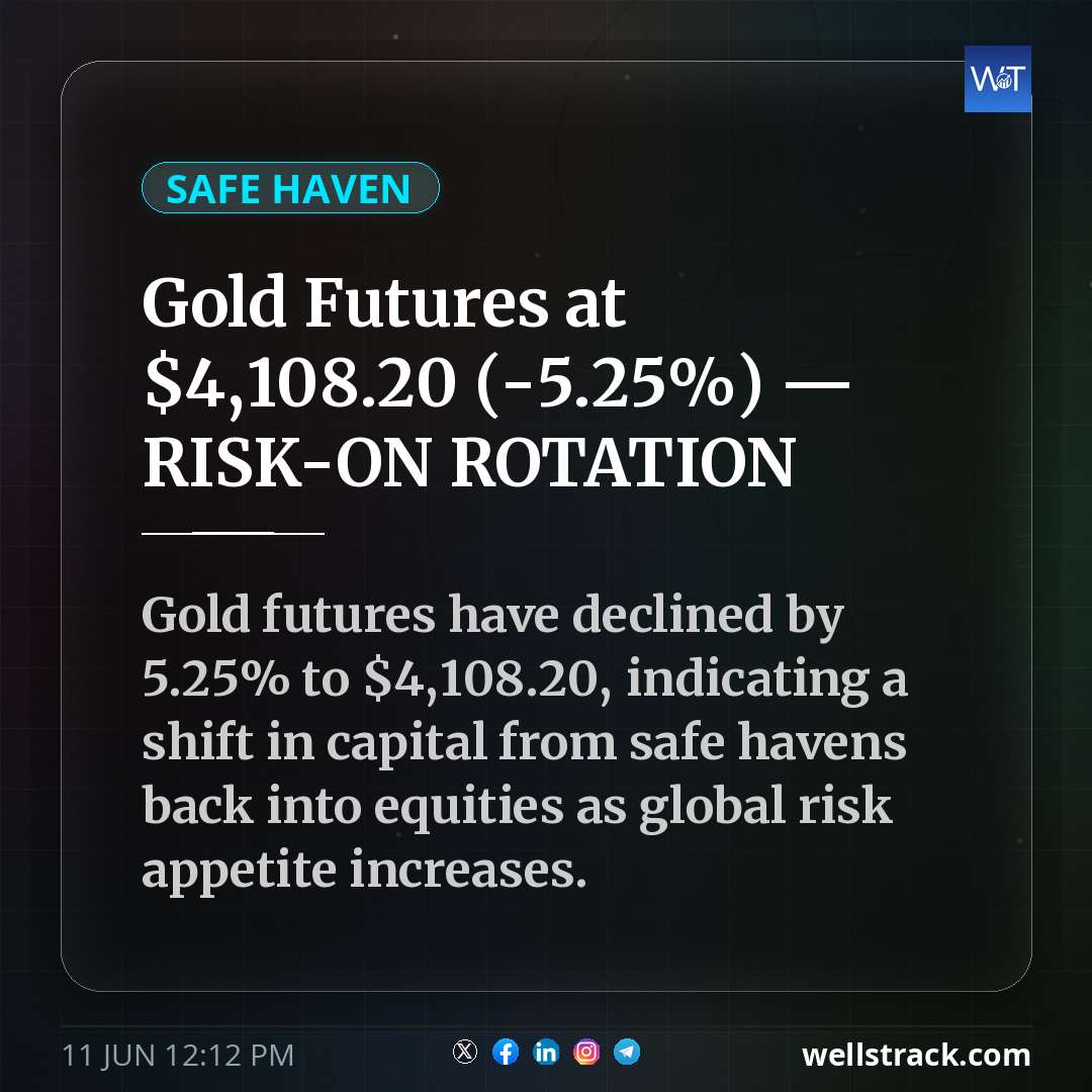 Gold Futures at $4,108.20 (-5.25%) — RISK-ON ROTATION — WellsTrack