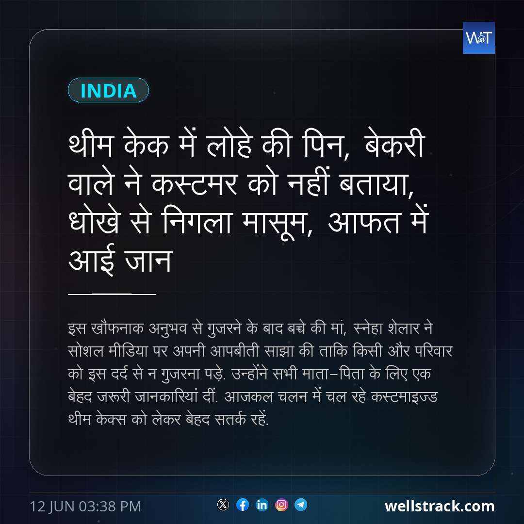 थीम केक में लोहे की पिन, बेकरी वाले ने कस्टमर को नहीं बताया, धोखे से निगला मासूम, आफत में आई जान