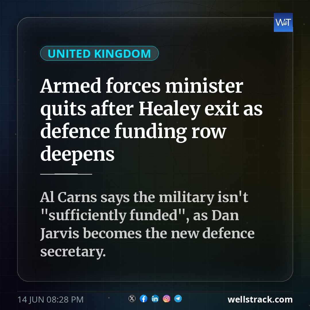 Armed forces minister quits after Healey exit as defence funding row deepens — WellsTrack