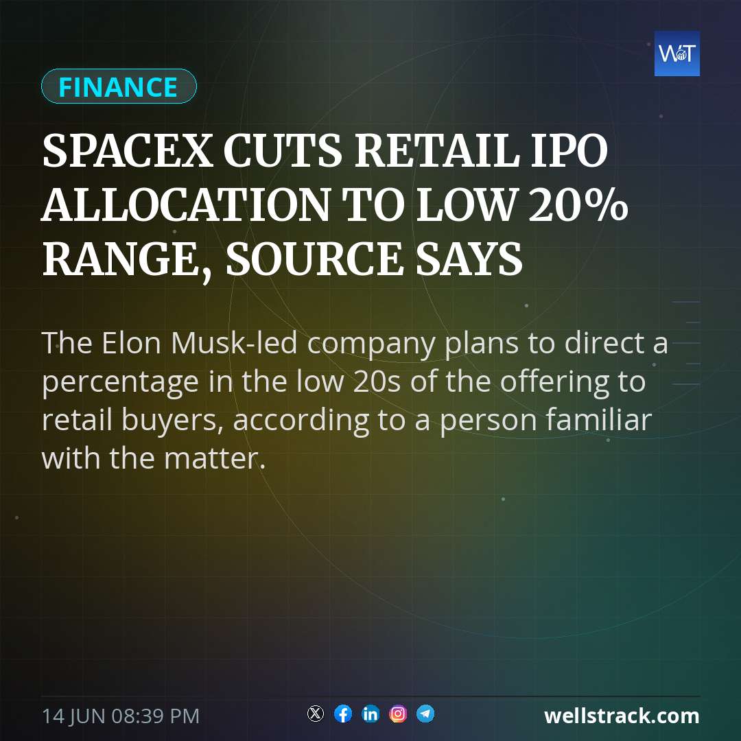 SpaceX cuts retail IPO allocation to low 20% range, source says — WellsTrack