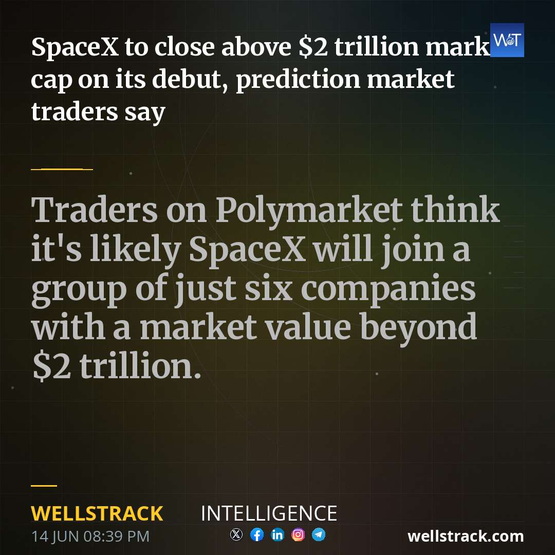 SpaceX to close above $2 trillion market cap on its debut, prediction market traders say — WellsTrack