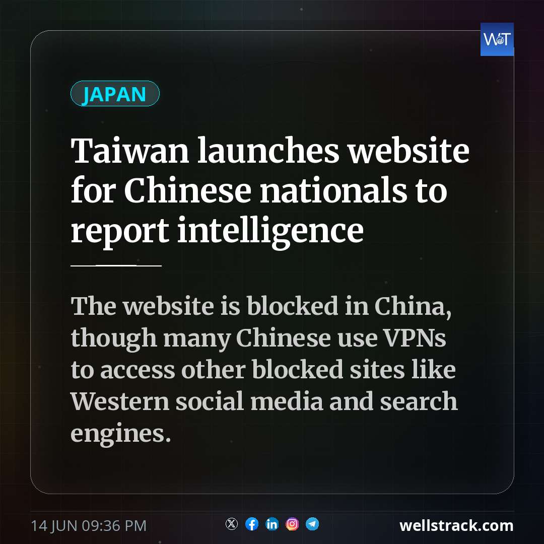 Taiwan launches website for Chinese nationals to report intelligence