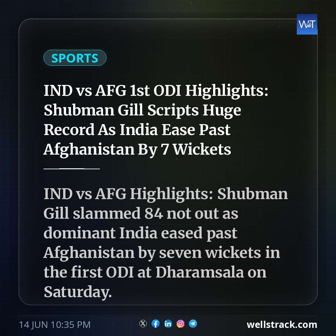IND vs AFG 1st ODI Highlights: Shubman Gill Scripts Huge Record As India Ease Past Afghanistan By 7 Wickets — WellsTrack
