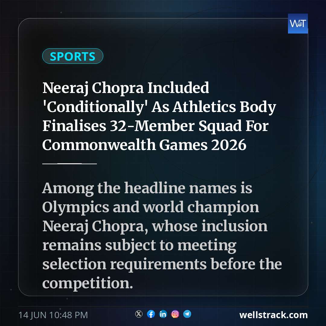 Neeraj Chopra Included 'Conditionally' As Athletics Body Finalises 32-Member Squad For Commonwealth Games 2026 — WellsTrack