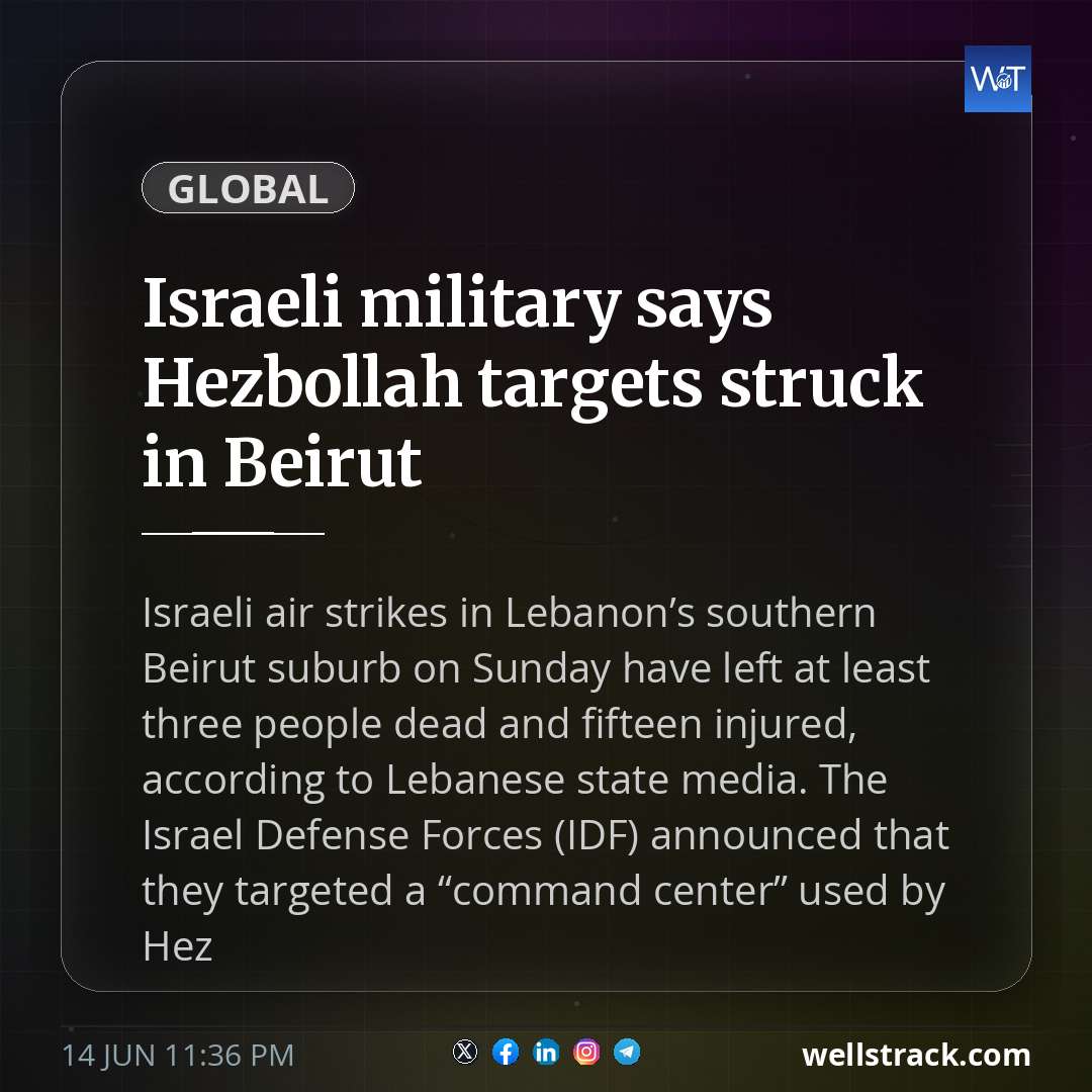 Israeli military says Hezbollah targets struck in Beirut — WellsTrack