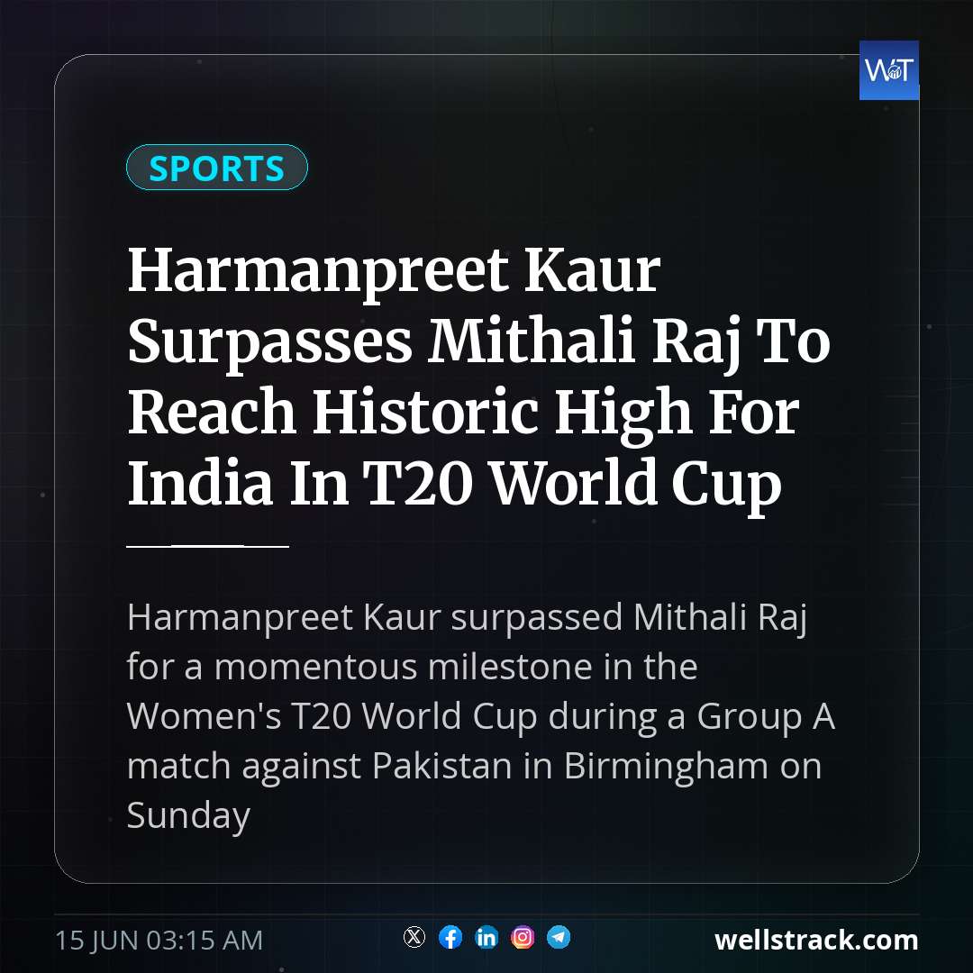 Harmanpreet Kaur Surpasses Mithali Raj To Reach Historic High For India In T20 World Cup — WellsTrack