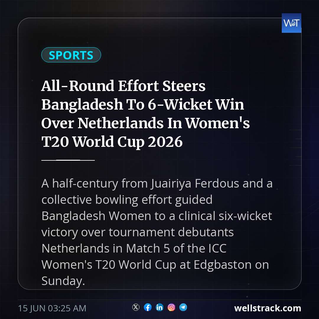 All-Round Effort Steers Bangladesh To 6-Wicket Win Over Netherlands In Women's T20 World Cup 2026 — WellsTrack