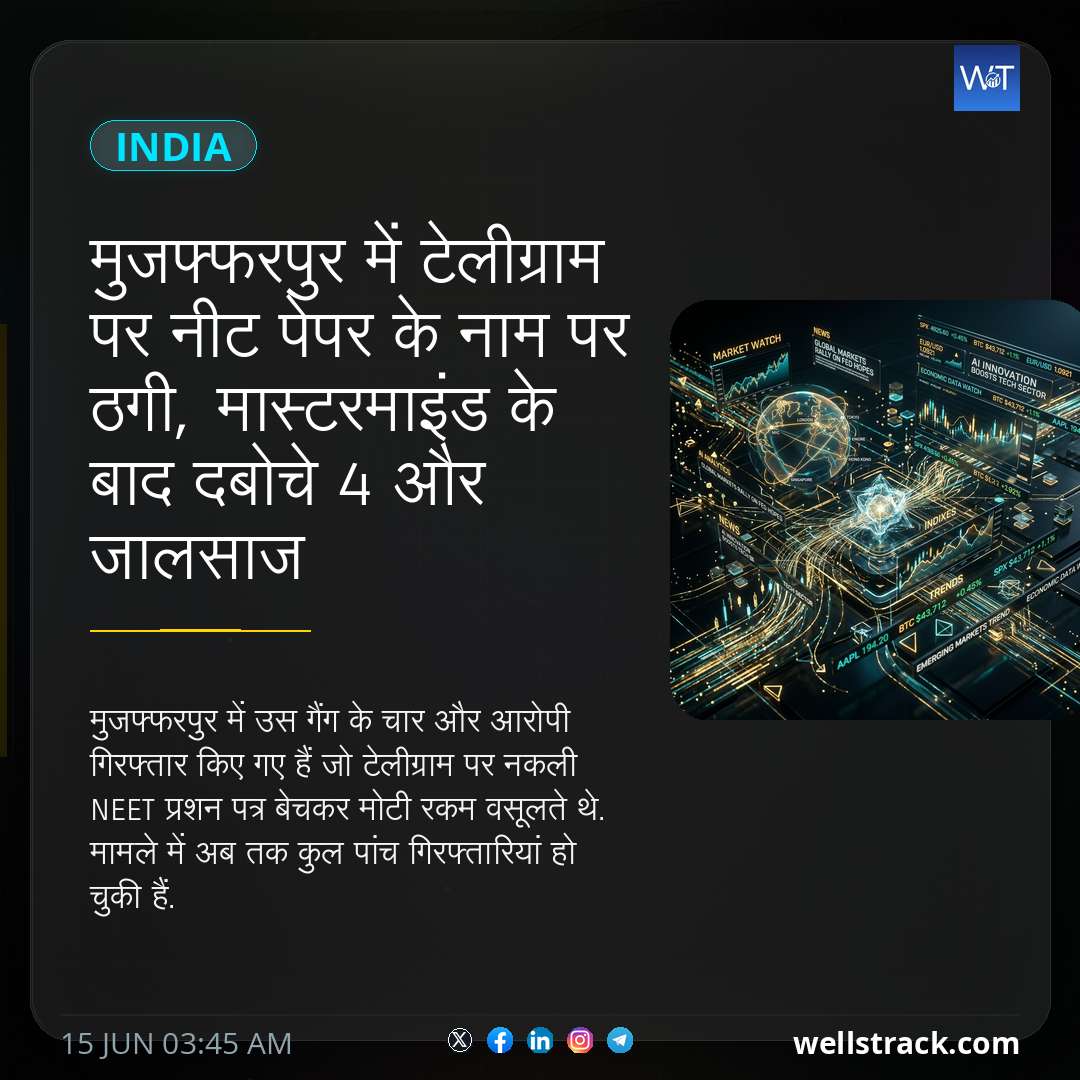 मुजफ्फरपुर में टेलीग्राम पर नीट पेपर के नाम पर ठगी, मास्टरमाइंड के बाद दबोचे 4 और जालसाज — WellsTrack
