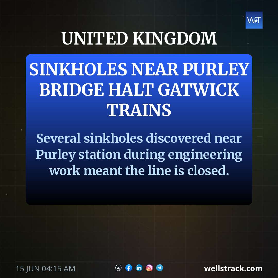 Sinkholes near Purley bridge halt Gatwick trains