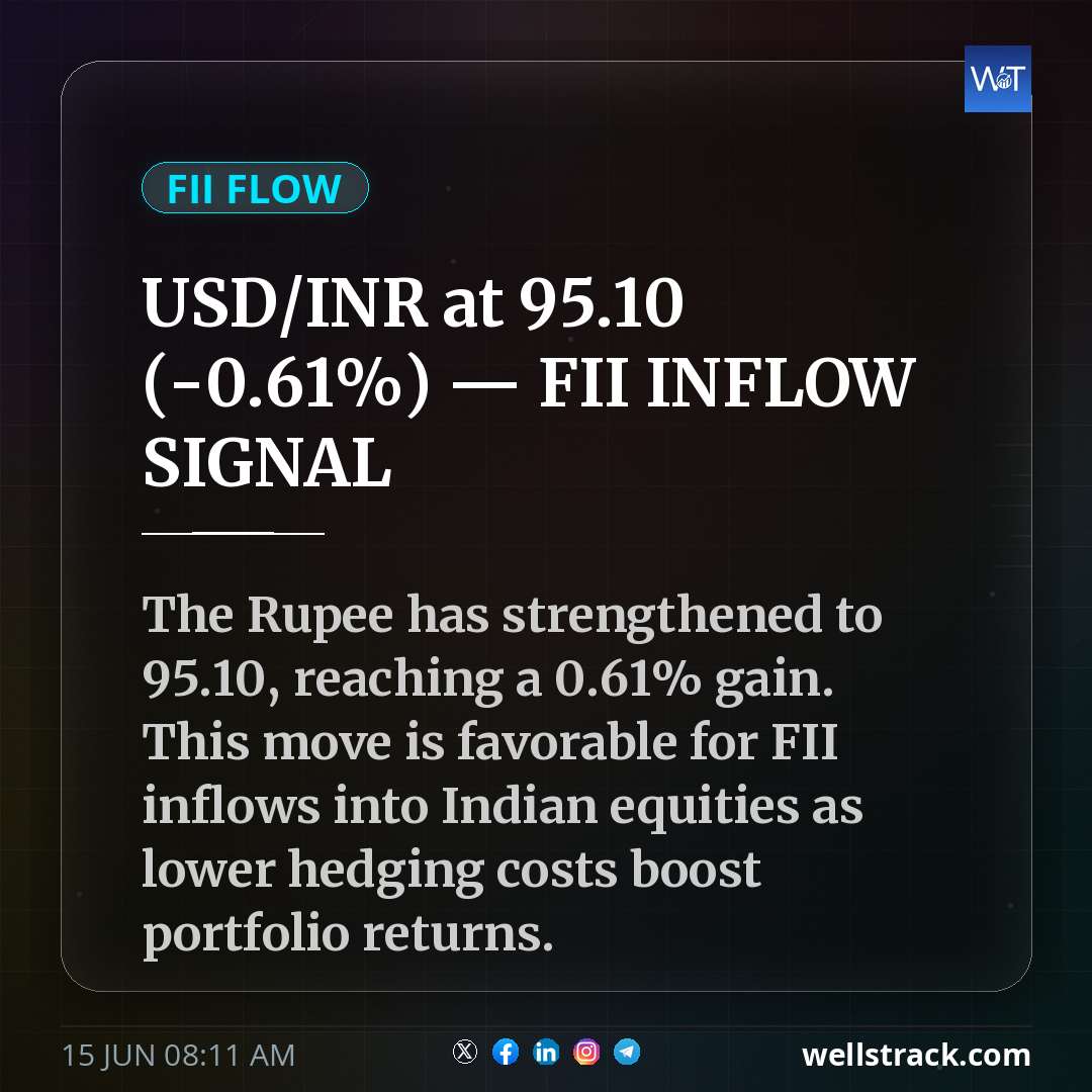 USD/INR at ₹95.10 (-0.61%) — FII INFLOW SIGNAL