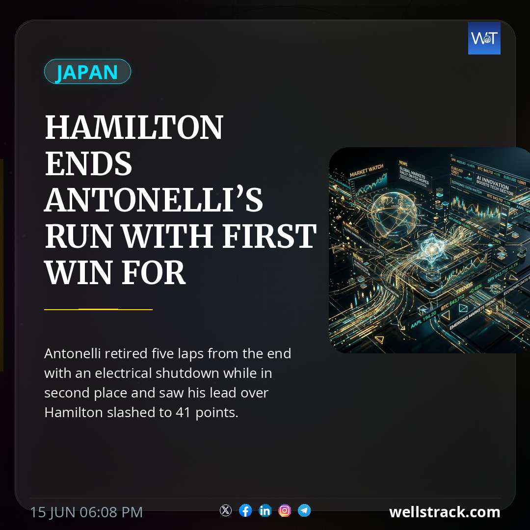 Hamilton ends Antonelli’s run with first win for Ferrari